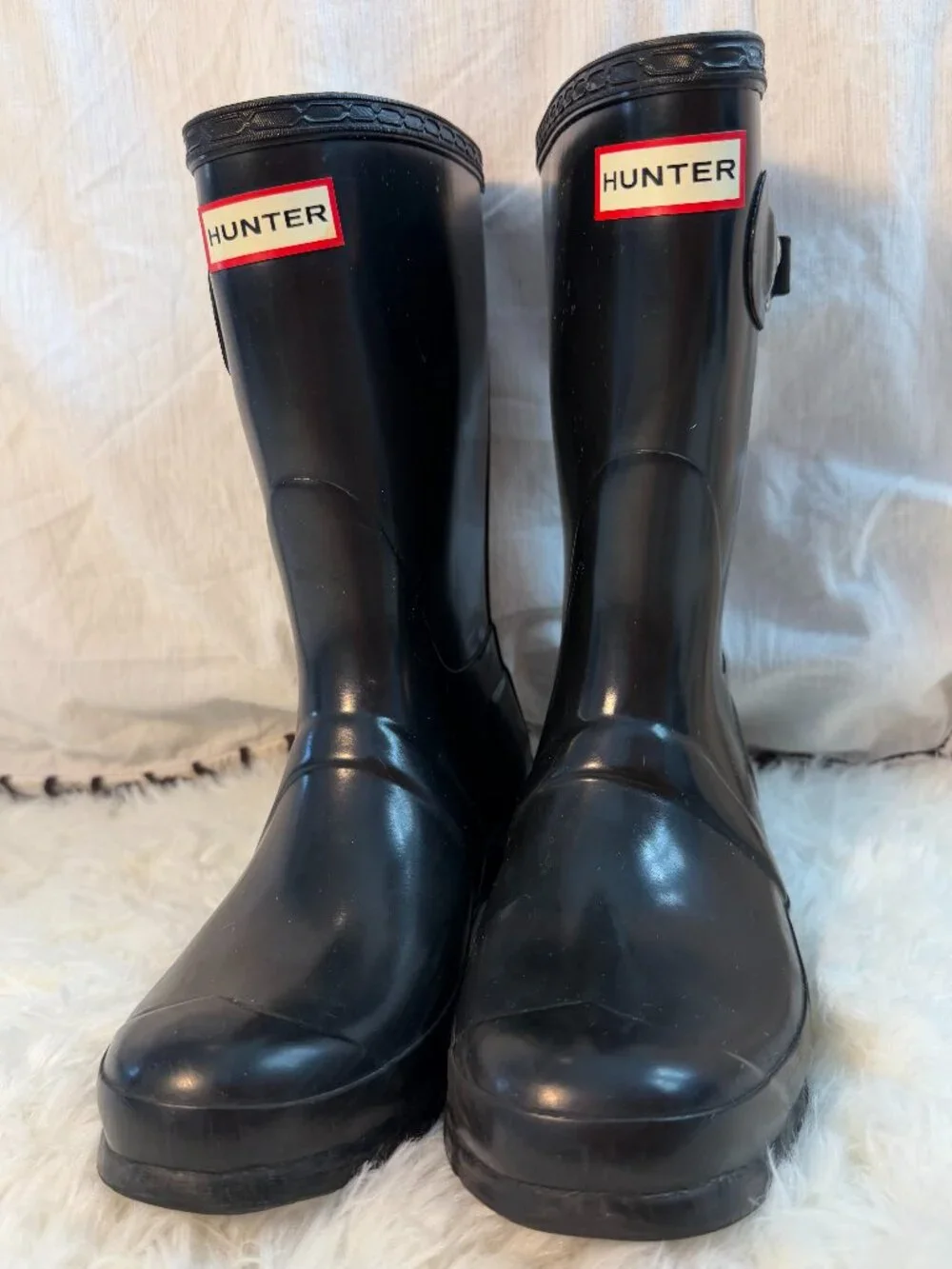 Hunter Women's Original Short Glass Black Boots